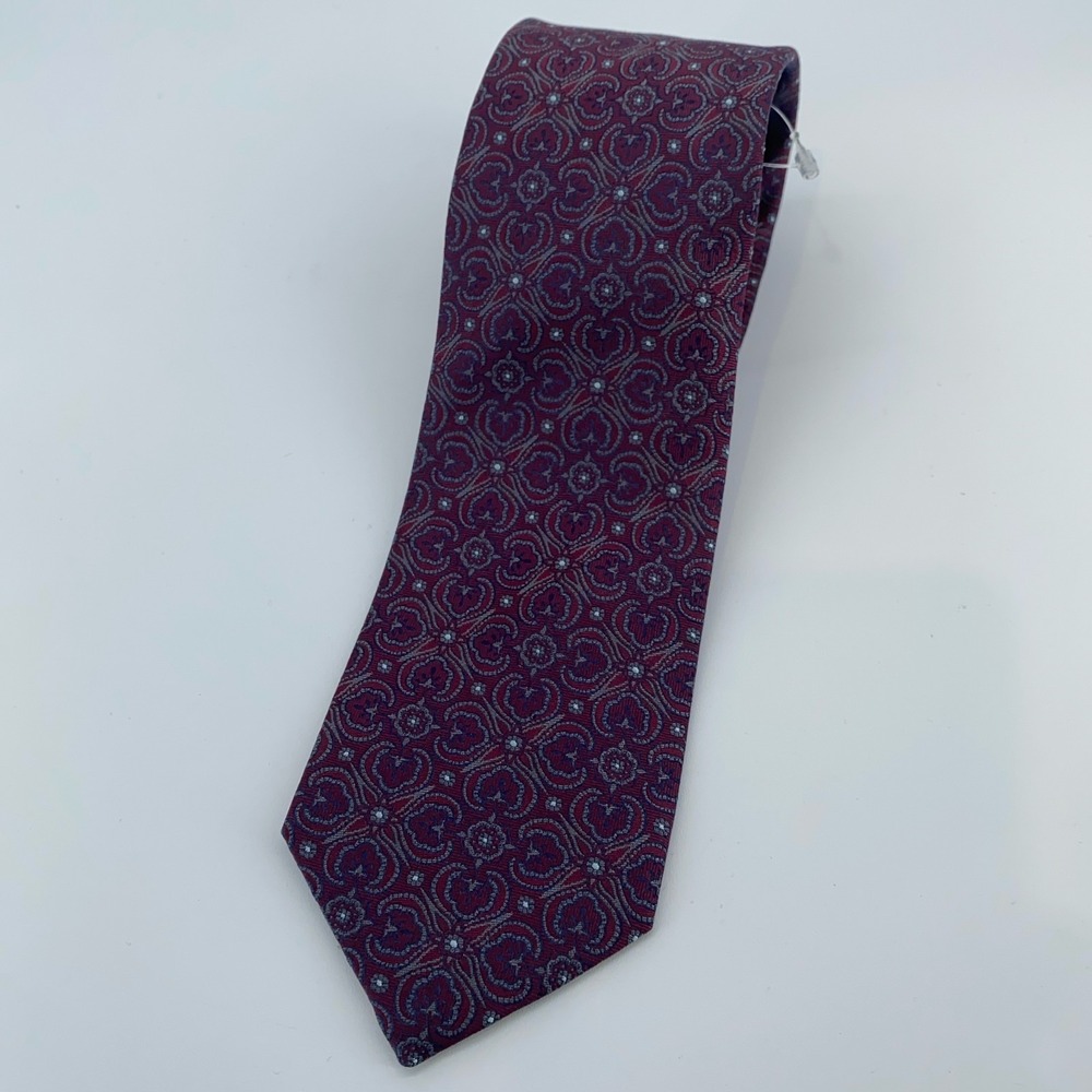 Eton Tie Mens One Size Burgundy Patterned Professional Necktie England Made